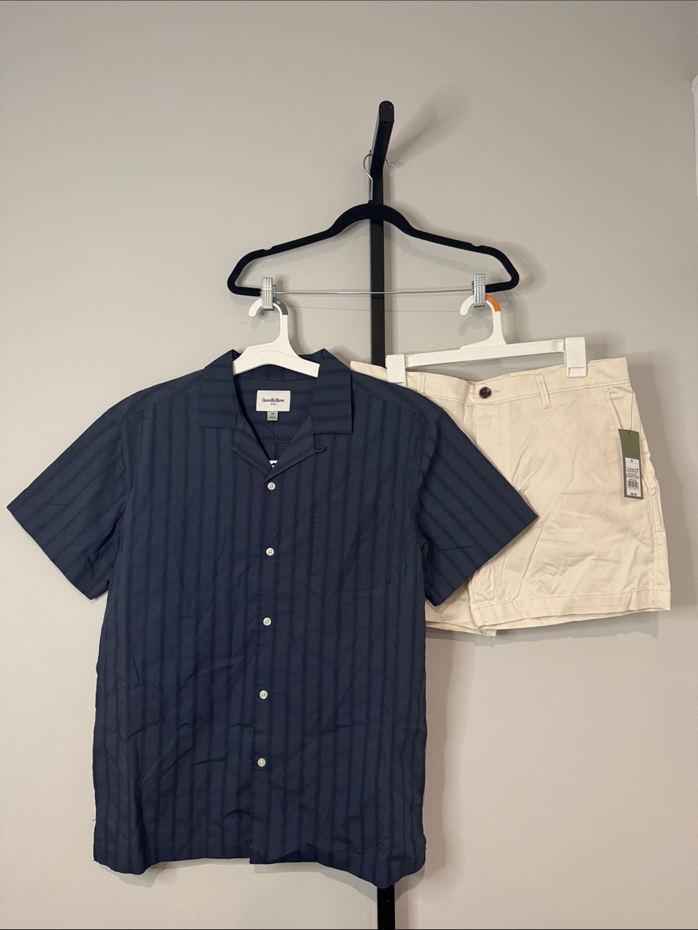 Goodfellow & Co. Navy Button-Up Shirt & Flat Front Shorts Medium 32 New NWT
